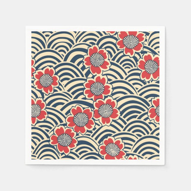 Elegant Cherry Blossom Seamless Pattern (8) Napkins (Front)