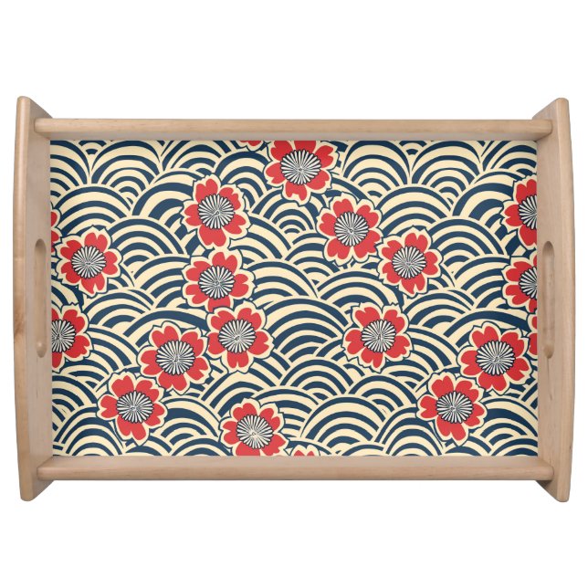 Elegant Cherry Blossom Seamless Pattern (8) Serving Tray (Front)