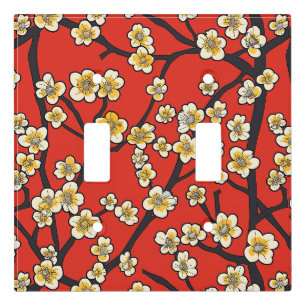 Elegant Cherry Blossom Seamless Pattern (9) Light Switch Cover