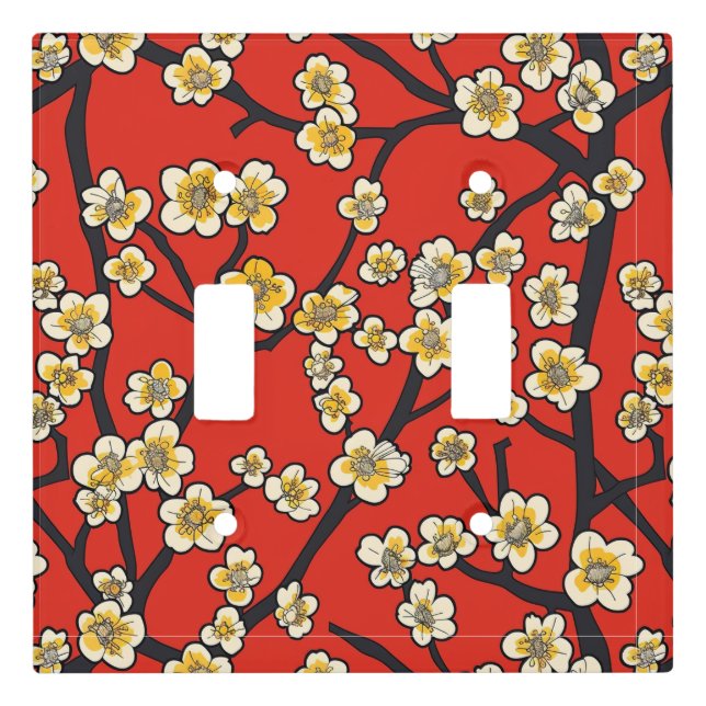 Elegant Cherry Blossom Seamless Pattern (9) Light Switch Cover (Front)