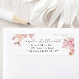 Elegant cherry blossom Watercolor Return Address Label