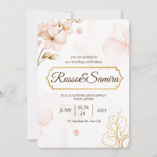 ELegant Cherry BLossom Watercolor Wedding Invitation