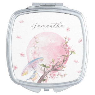 Elegant Cherry Blossom Wedding Bridal Shower Compact Mirror
