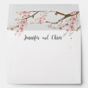 Elegant Cherry Blossom Wedding Envelope