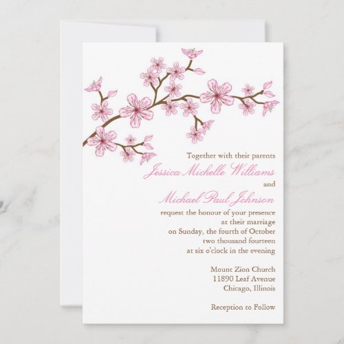 Elegant Cherry Blossom Wedding Invitation