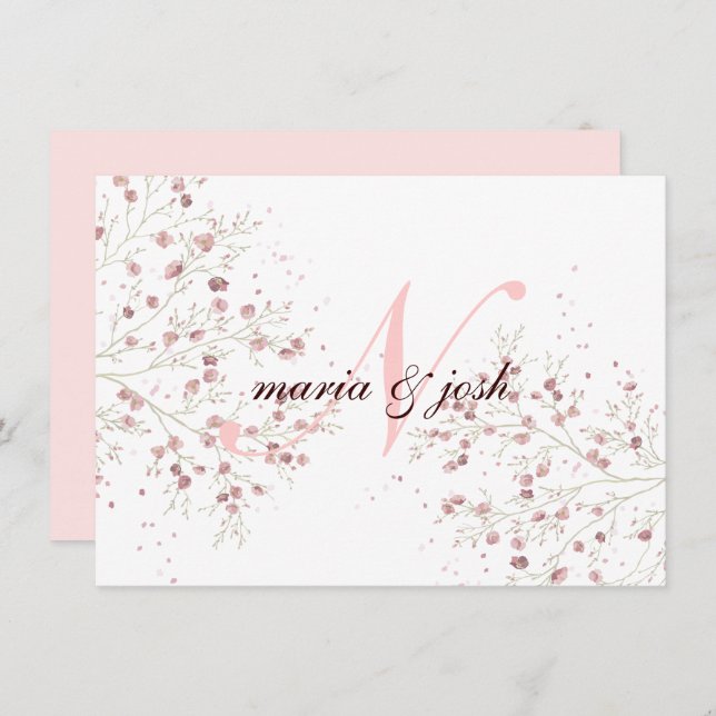 Elegant Cherry Blossom, Wedding Invitation (Front/Back)