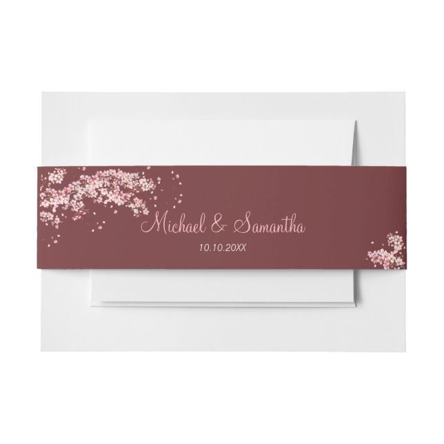 Elegant Cherry Blossom Wedding Invitation Belly Band (Front Example)