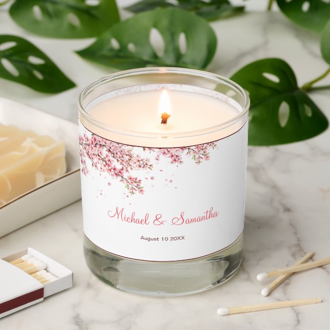 Elegant Cherry Blossom Wedding Scented Candle (Lit)