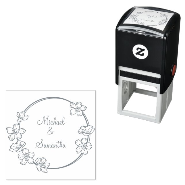 Elegant Cherry Blossom Wedding Self-inking Stamp (In Situ)