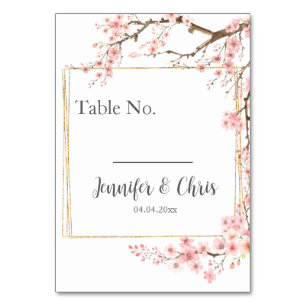 Elegant Cherry Blossom Wedding Table Number