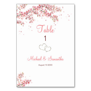 Elegant Cherry Blossom Wedding Table Number
