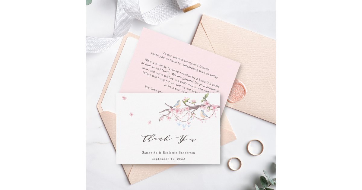 Elegant Cherry Blossom Wedding Thank You Card | Zazzle