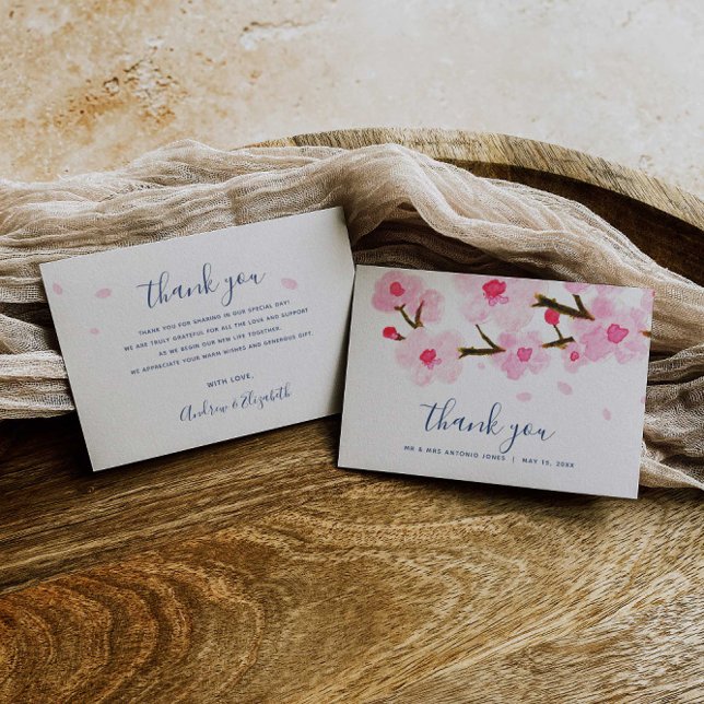 Elegant Cherry Blossom Wedding Thank You Card (Creator Uploaded)