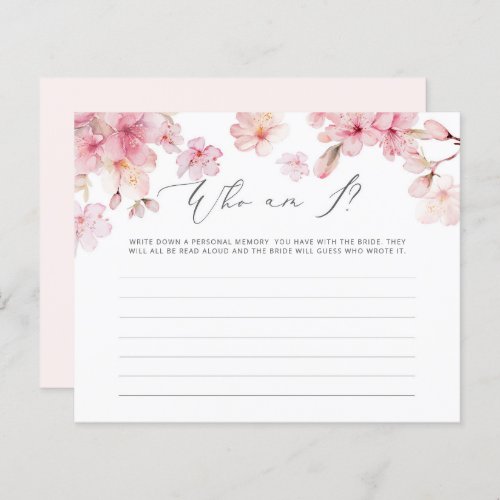 Elegant Cherry blossom Who am I bridal shower game