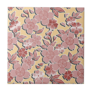 Elegant cherry blossoms ceramic tile