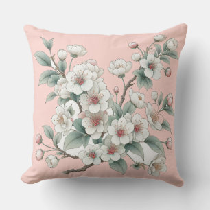 Elegant Cherry Blossoms in Bloom (pink) Throw Pillow