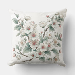 Elegant Cherry Blossoms in Bloom   Throw Pillow