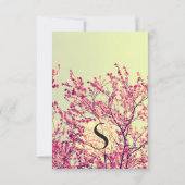 Elegant Cherry Blossoms on Rustic Teal Invitation (Back)