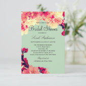 Elegant Cherry Blossoms on Rustic Teal Invitation (Standing Front)