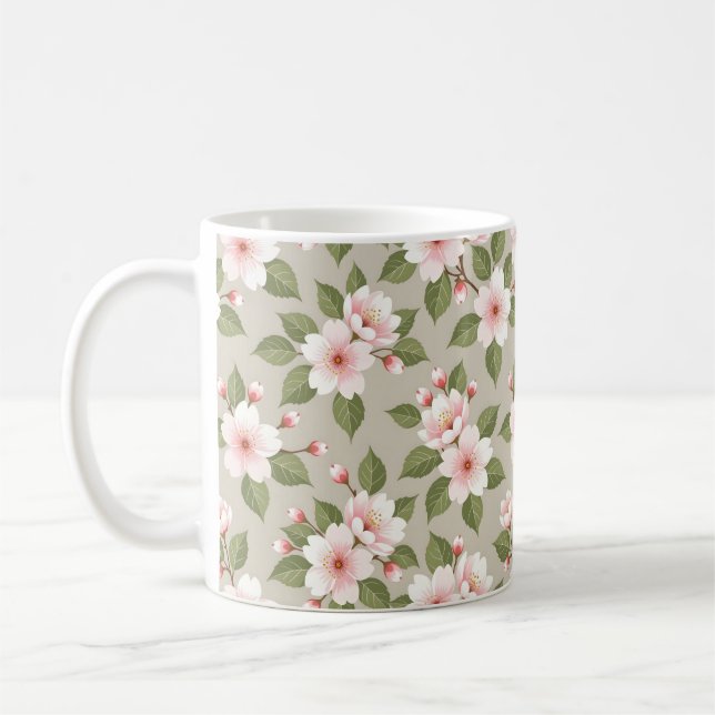 Elegant cherry blossoms seamless pattern coffee mug (Left)