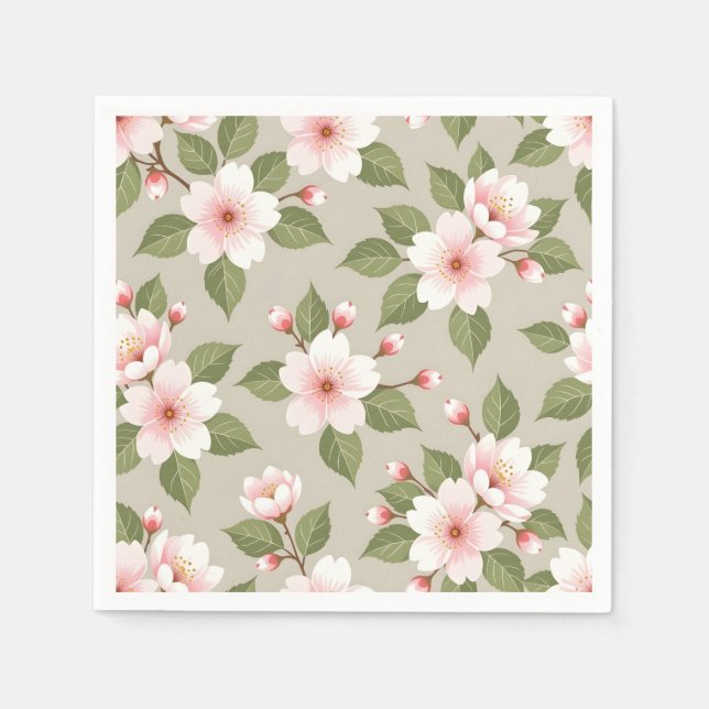 Elegant cherry blossoms seamless pattern napkins (Front)