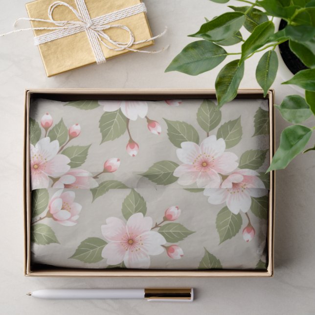 Elegant cherry blossoms seamless pattern tissue paper (Gift)