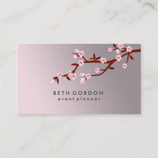 Elegant Cherry Blossoms SPRING Pink Business Cards (Front)