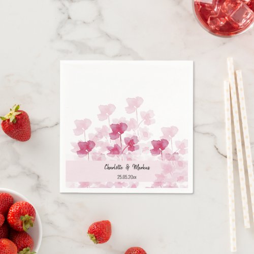 Elegant Cherry Blossoms Watercolor Hand_painted Napkins