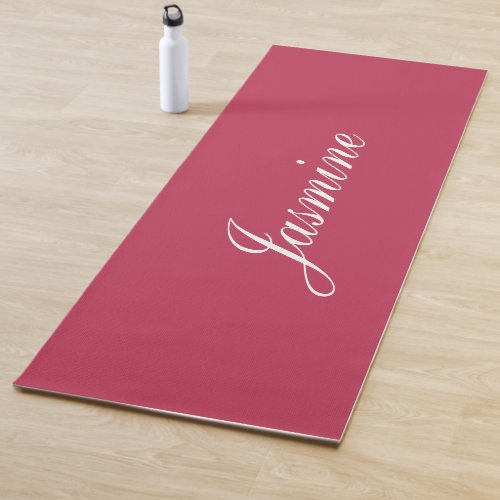 Elegant Cherry Magenta Personalized Name Yoga Mat