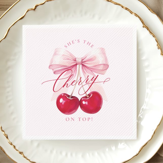 Elegant Cherry on Top Bridal Shower Napkins (Creator Uploaded)