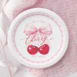 Elegant Cherry on Top Bridal Shower Paper Plates<br><div class="desc">Serve sweet treats in style with these Elegant Cherry on Top paper plates. Adorned with glossy watercolor cherries and a delicate pink bow,  they bring chic charm and coquette elegance to any bridal shower table setting.</div>