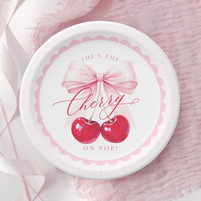 Elegant Cherry on Top Bridal Shower Paper Plates (Creator Uploaded)