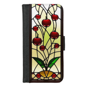 Elegant Cherry Stained Glass Window Panel iPhone 8/7 Wallet Case