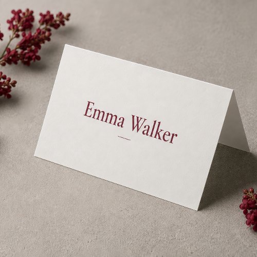 Elegant Cherry Vanilla Red Minimalist Place Card