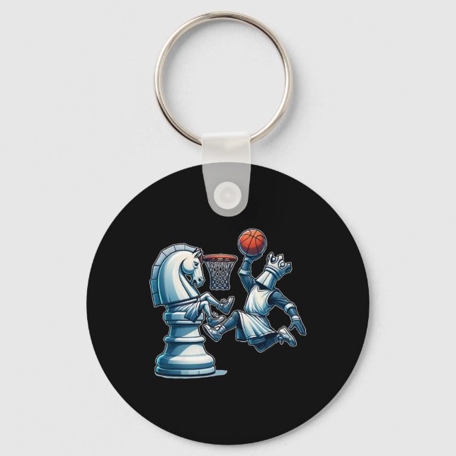 Elegant Chess Board King Sketll Game  Keychain (Front)