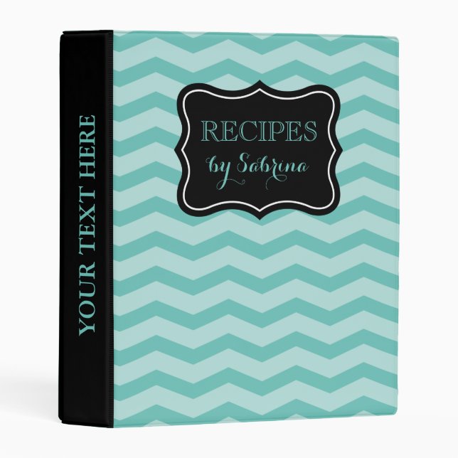 Elegant chevron Avery mini recipe binder book (Front/Spine)