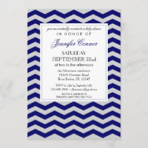 Elegant Chevron Baby Shower Navy Blue Invitation