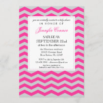 Elegant Chevron Baby Shower Pink Invitation