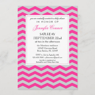 Elegant Chevron Baby Shower Pink Invitation