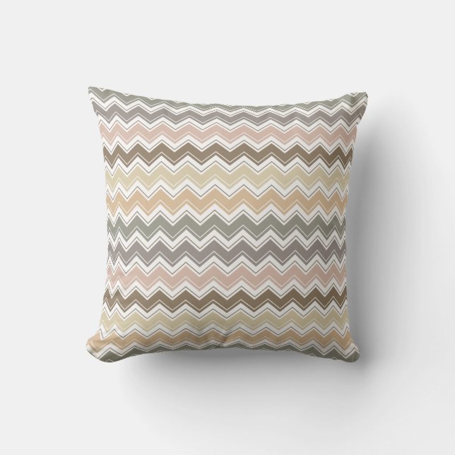 Elegant Chevron Designer's Earth Tone Pattern Throw Pillow (Front)