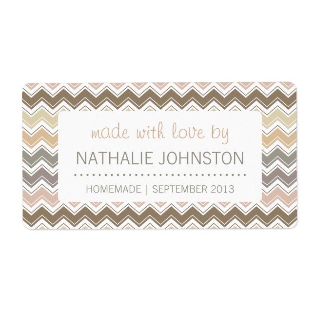 Elegant Chevron Homemade Canning Baking Gift Label (Front)