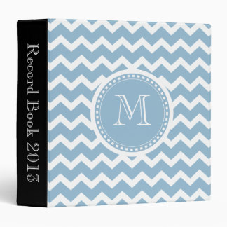Elegant Chevron Light Aqua Green Monogram 3 Ring Binder