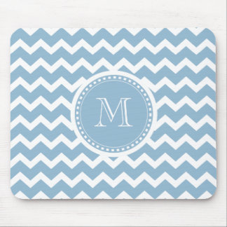 Elegant Chevron Light Aqua Green Monogram Mouse Pad