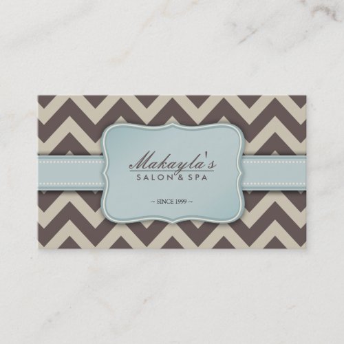 Elegant Chevron Modern Brown, Blue and Beige Business Cards