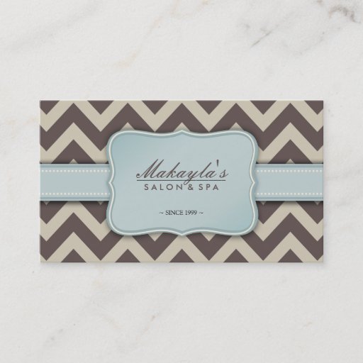 Customizable Elegant Chevron Modern Brown, Blue and Beige Business Cards