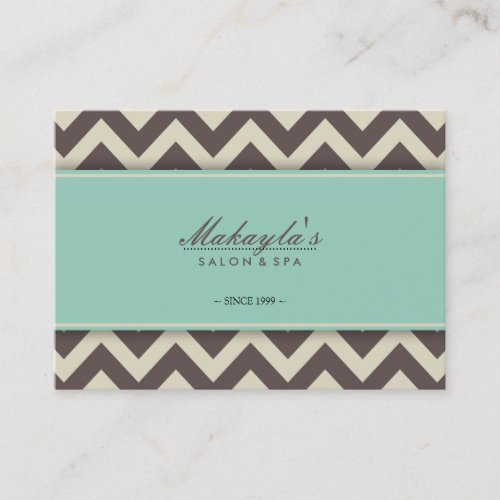 Elegant Chevron Modern Brown, Green and Beige Business Cards