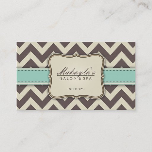 Customizable Elegant Chevron Modern Brown, Green and Beige Business Card Template