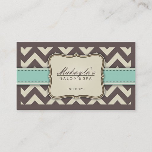 Customizable Elegant Chevron Modern Brown, Green and Beige Business Cards