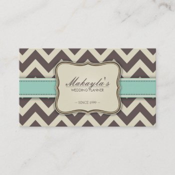 Elegant Chevron Modern Brown  Green And Beige Business Card by eatlovepray at Zazzle