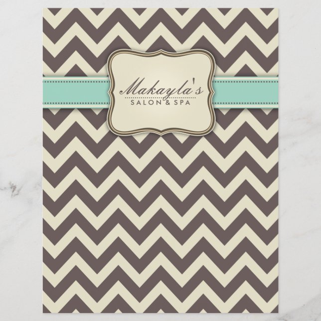 Elegant Chevron Modern Brown, Green and Beige Flyer (Front)